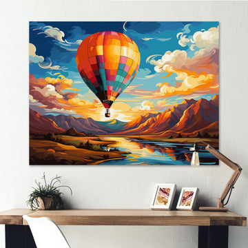 Orange Hot Air Ballon Bold - Hot Air Balloon Canvas Wall Art